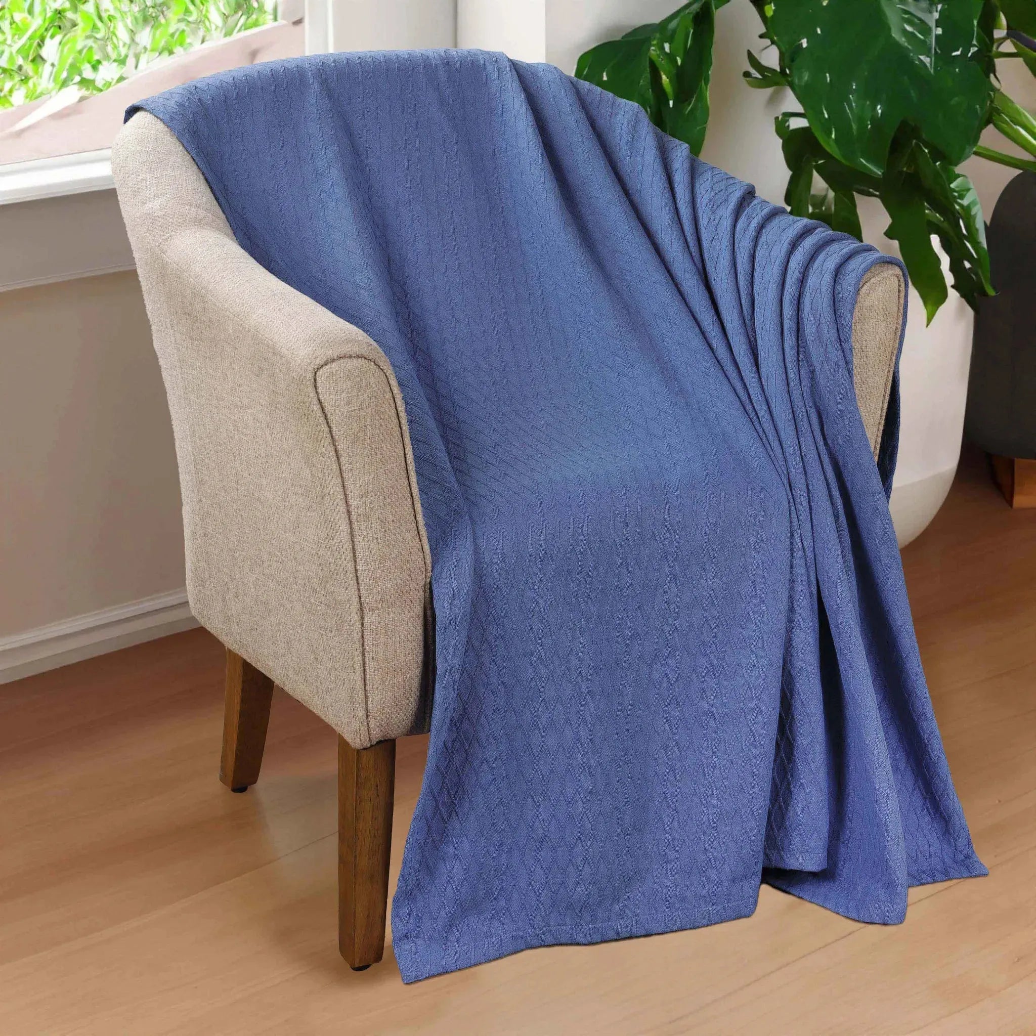 100% Cotton Thermal Blanket – Diamond Weave All-Season, Lightweight & Breathable - Blanket by Superior Brand