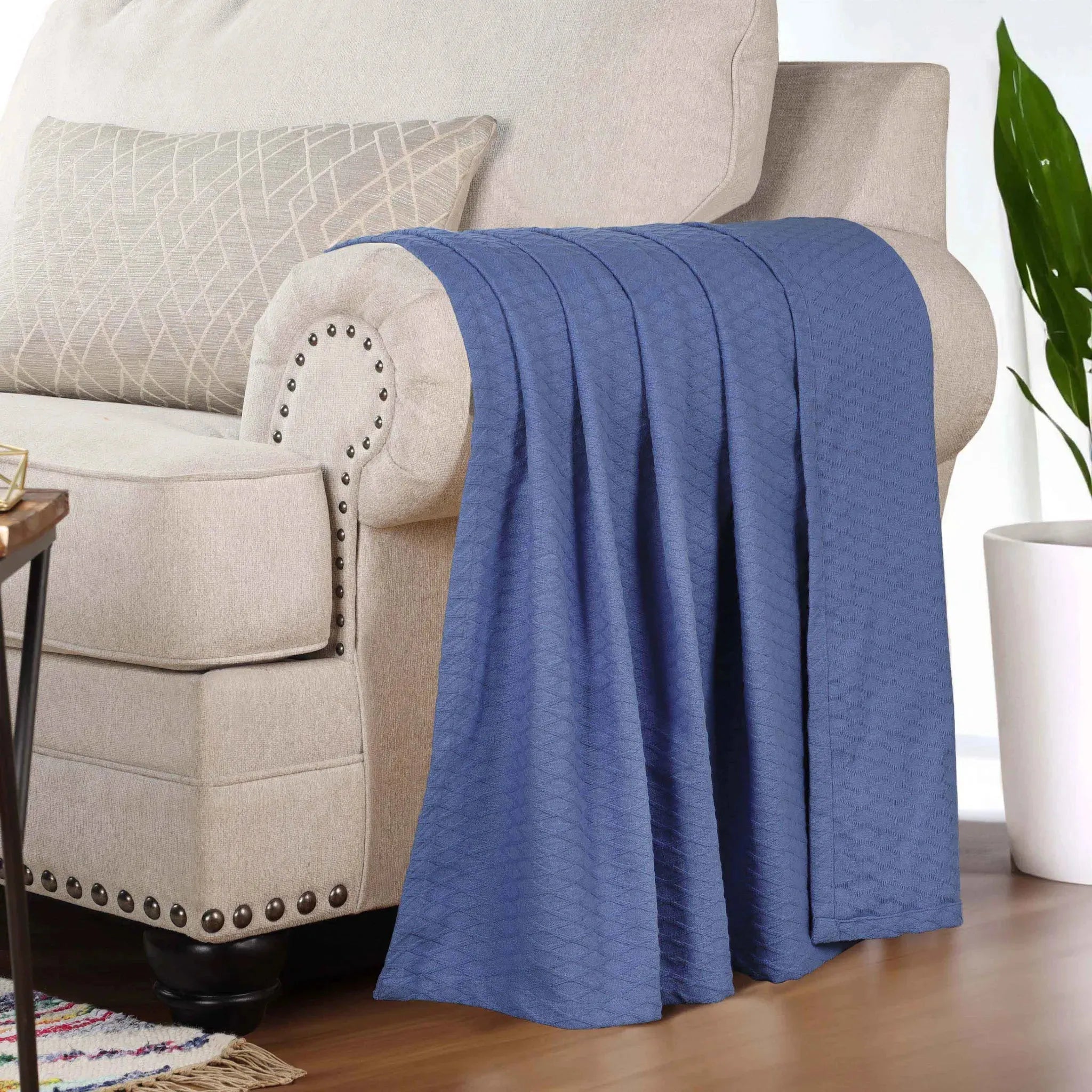 100% Cotton Thermal Blanket – Diamond Weave All-Season, Lightweight & Breathable - Blanket by Superior Brand