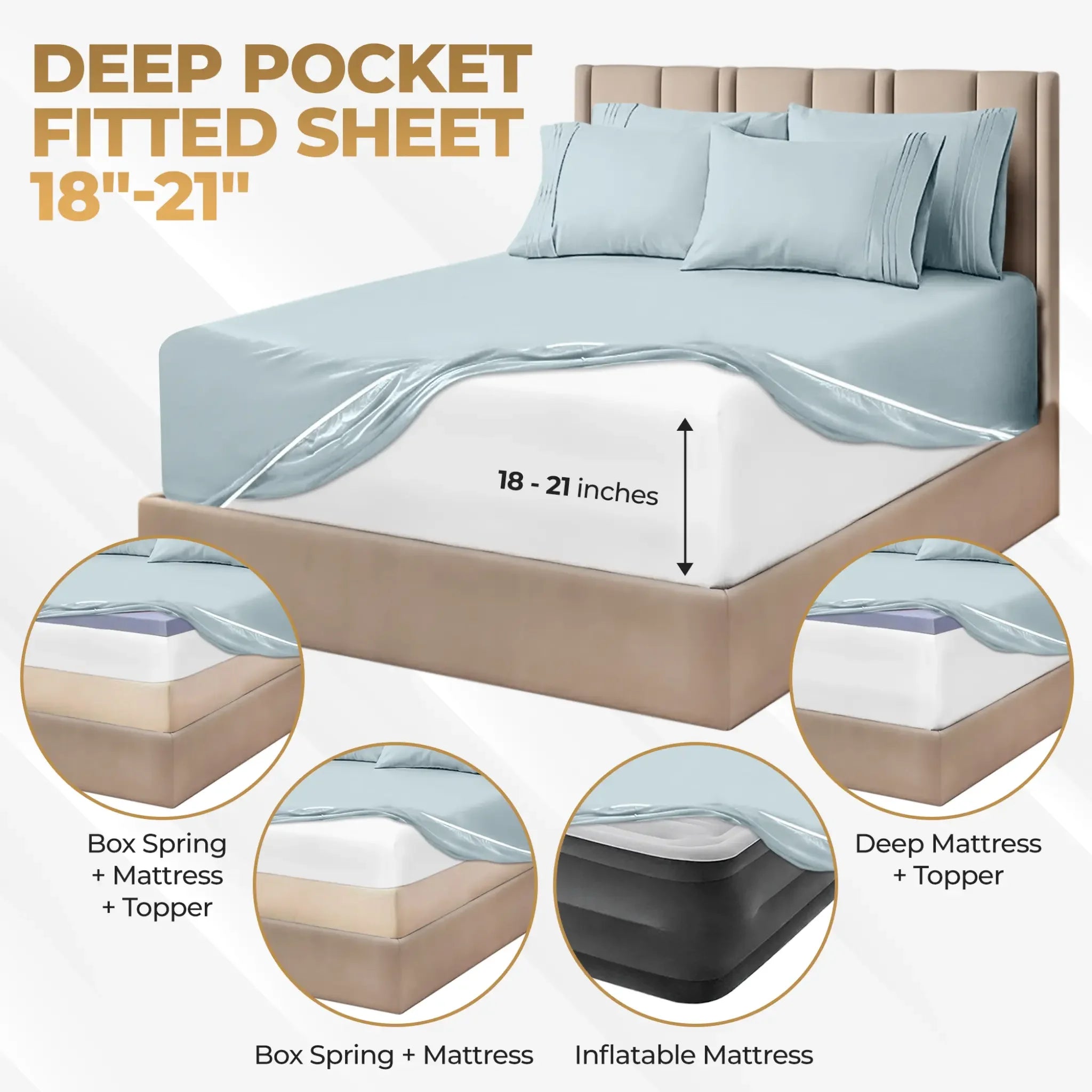 1000 Thread Count Egyptian Cotton Sateen Sheet Set - Egyptian Cotton Sheet Set by Superior Brand