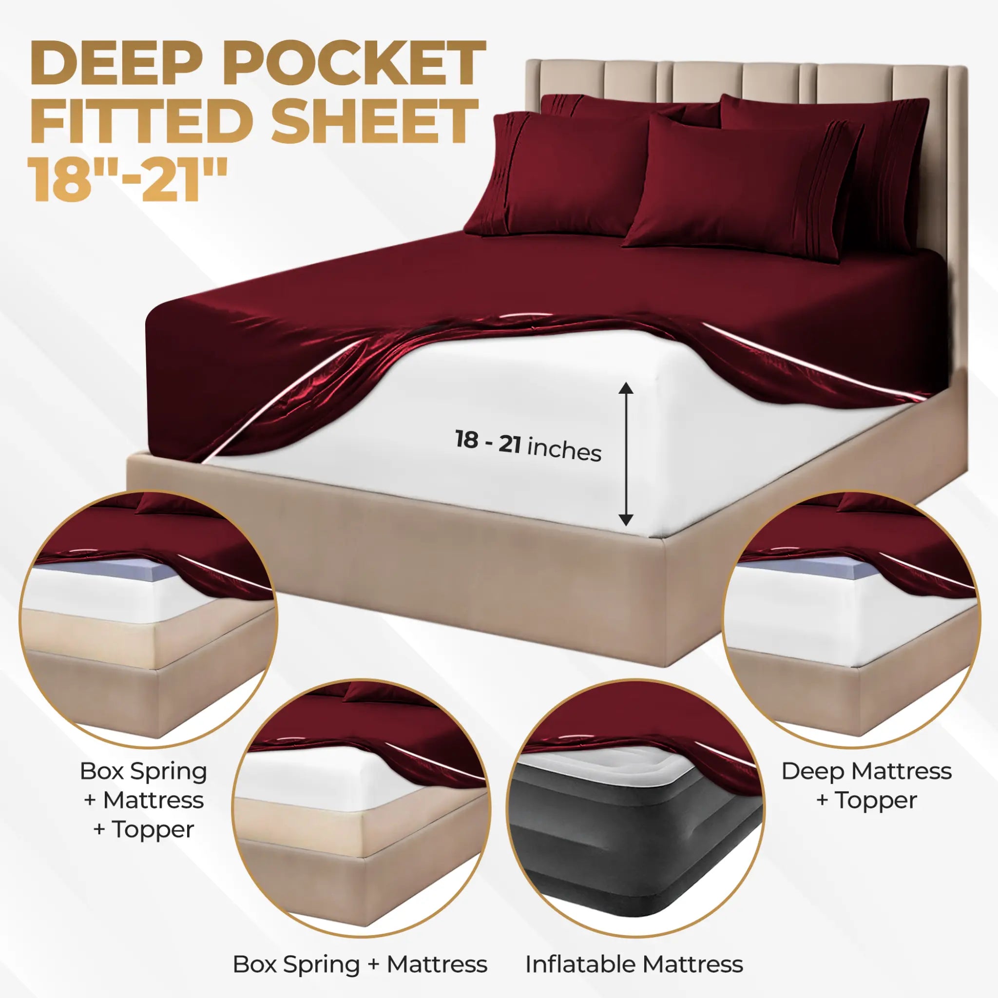 1000 Thread Count Egyptian Cotton Sateen Sheet Set - Egyptian Cotton Sheet Set by Superior Brand
