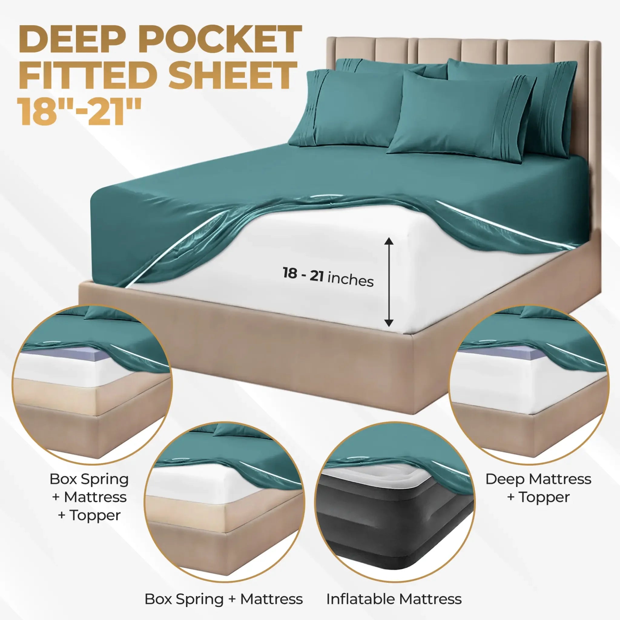 1000 Thread Count Egyptian Cotton Sateen Sheet Set - Egyptian Cotton Sheet Set by Superior Brand