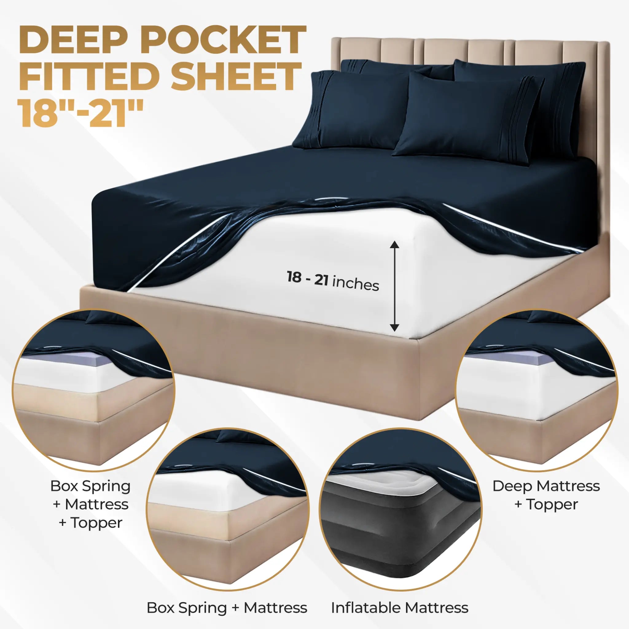 1000 Thread Count Egyptian Cotton Sateen Sheet Set - Egyptian Cotton Sheet Set by Superior Brand