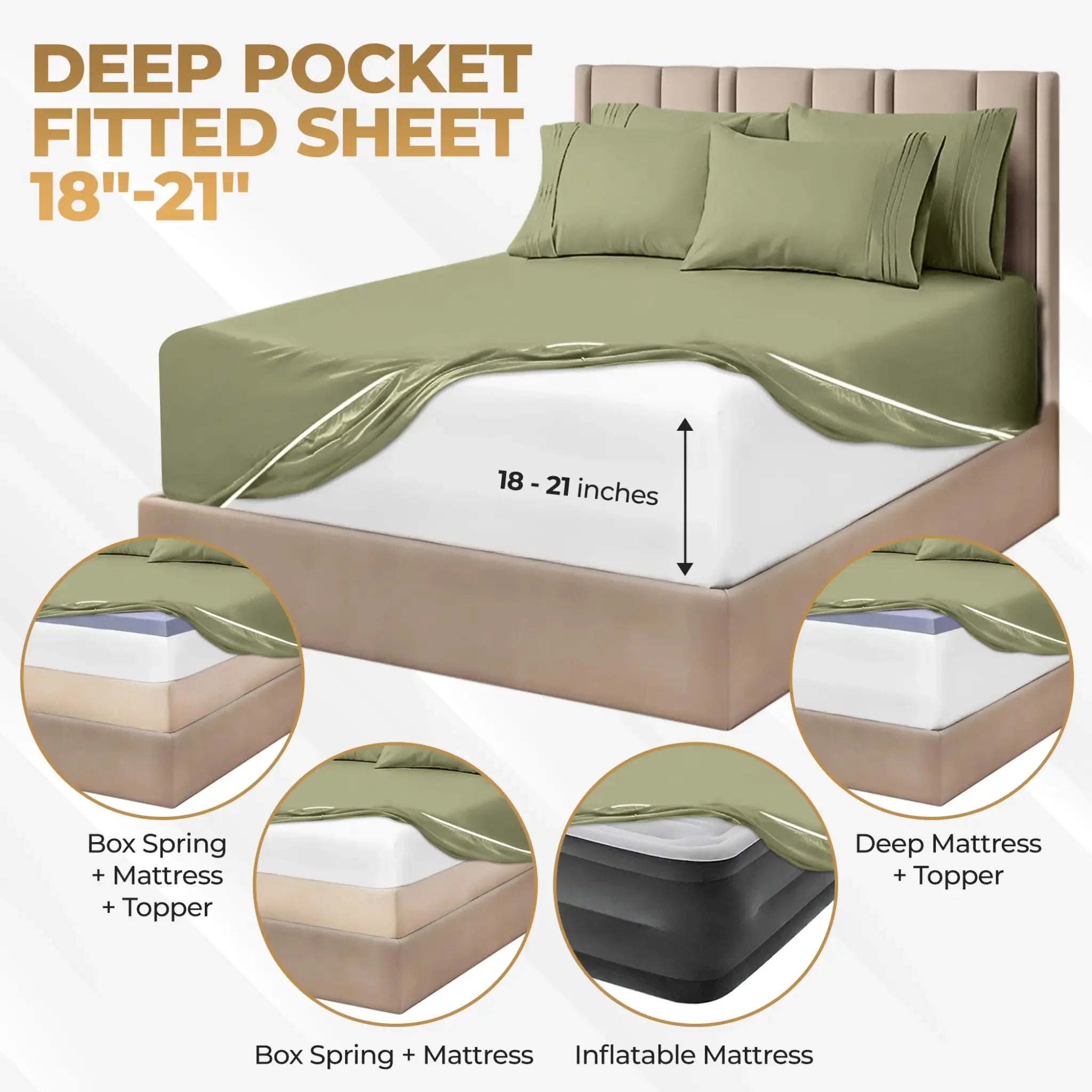 1000 Thread Count Egyptian Cotton Sateen Sheet Set - Egyptian Cotton Sheet Set by Superior Brand