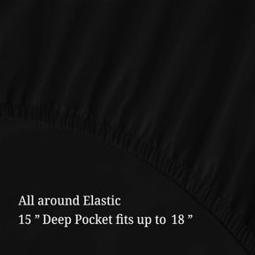 300 Thread Count Egyptian Cotton Solid Deep Pocket Sheet Set - Black