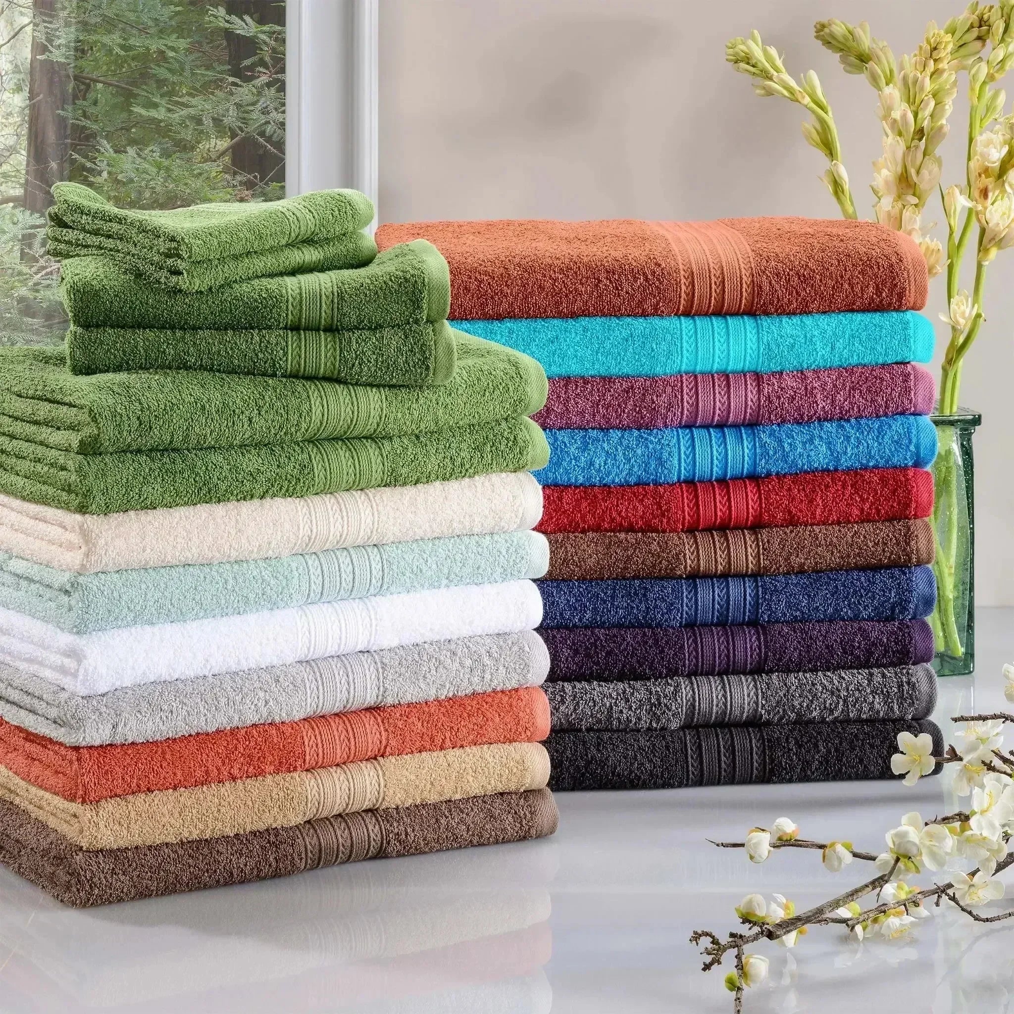 Eco-Friendly Ringspun Cotton Towel Set 8-Piece - Towel Set by Superior Brand
