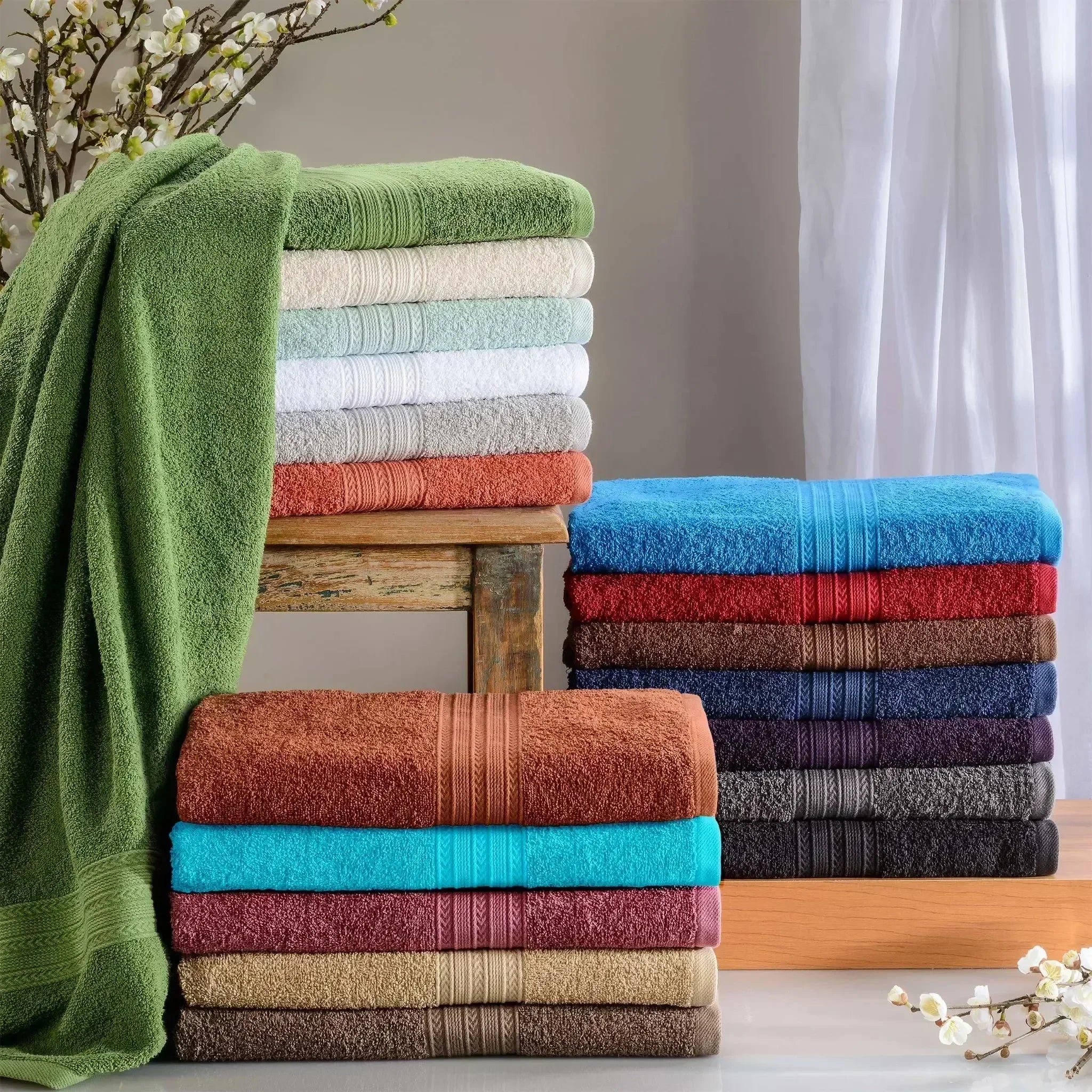 Eco-Friendly Ringspun Cotton Towel Set 8-Piece - Towel Set by Superior Brand