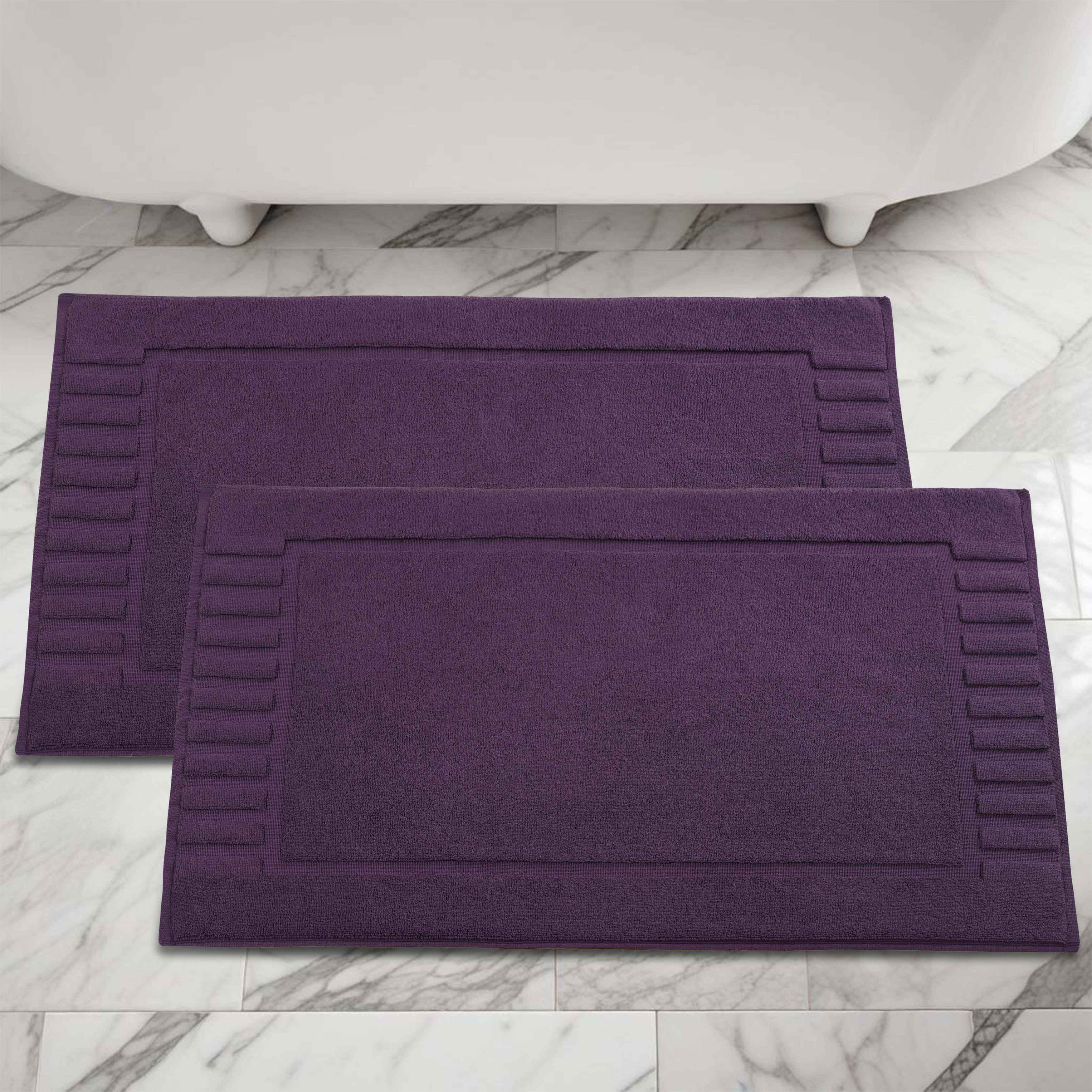 Leo Cotton Solid Modern Absorbent Heavy Washable Bath Mat Set of 2 - Bath Mats by Superior Brand