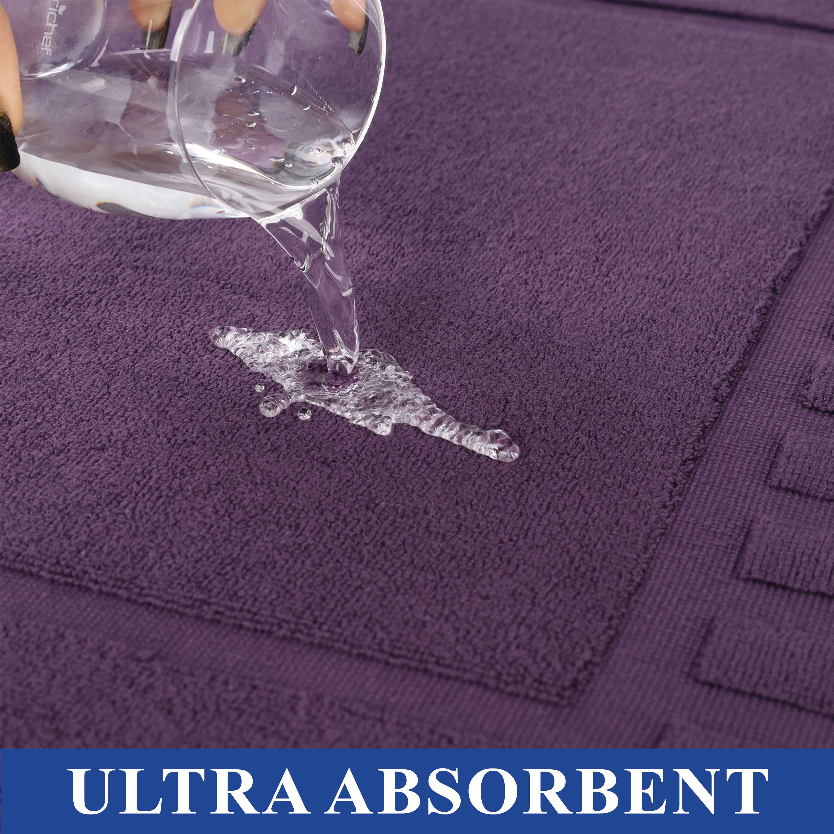 Leo Cotton Solid Modern Absorbent Heavy Washable Bath Mat Set of 2 - Bath Mats by Superior Brand