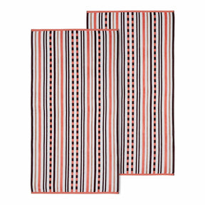 Stripe Cotton Oversized Medium Weight 2 Piece Beach Towel Set