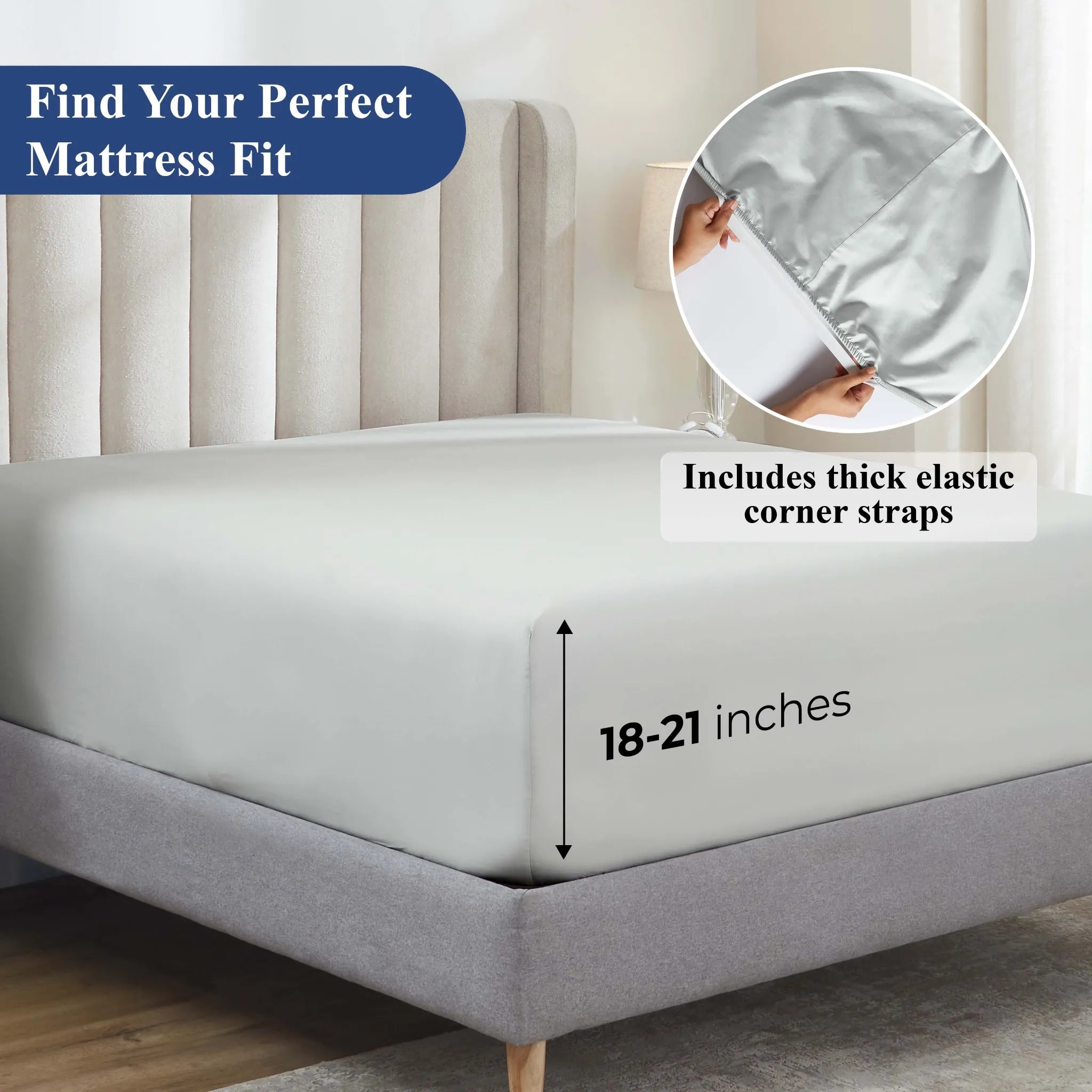 Apus 100% Cotton 500 Thread Count Fitted Sheet - 18" & 20" Extra Deep Pocket Options - Fitted Sheet by Superior Brand