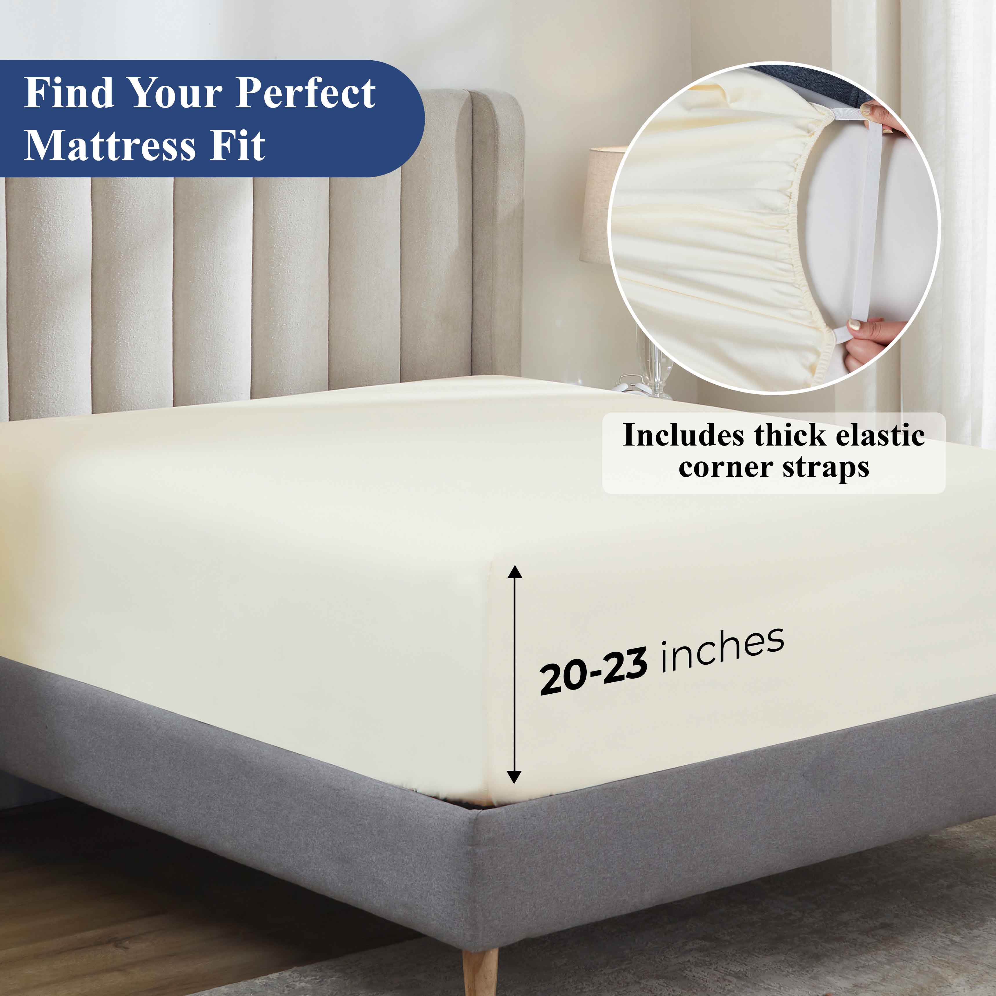 Pavo 100% Cotton 700 Thread Count Fitted Sheet - 18" & 20" Extra Deep Pocket Options - Fitted Sheet by Superior Brand