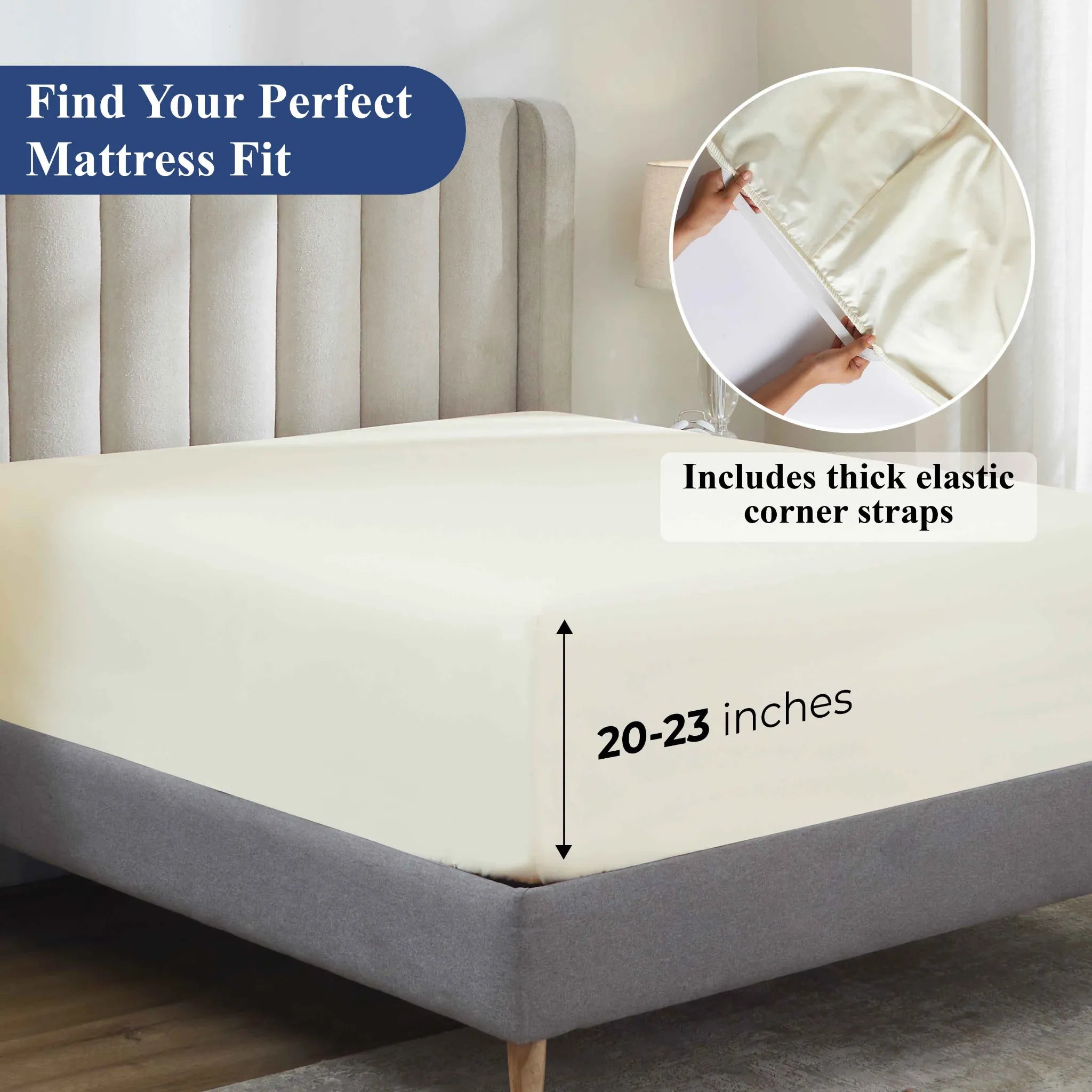 Apus 100% Cotton 500 Thread Count Fitted Sheet - 18" & 20" Extra Deep Pocket Options - Fitted Sheet by Superior Brand
