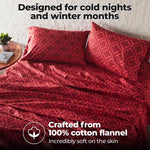 100% Cotton Flannel Bed Sheet Set Trellis Deep Pocket - Sheet Set by Superior Brand