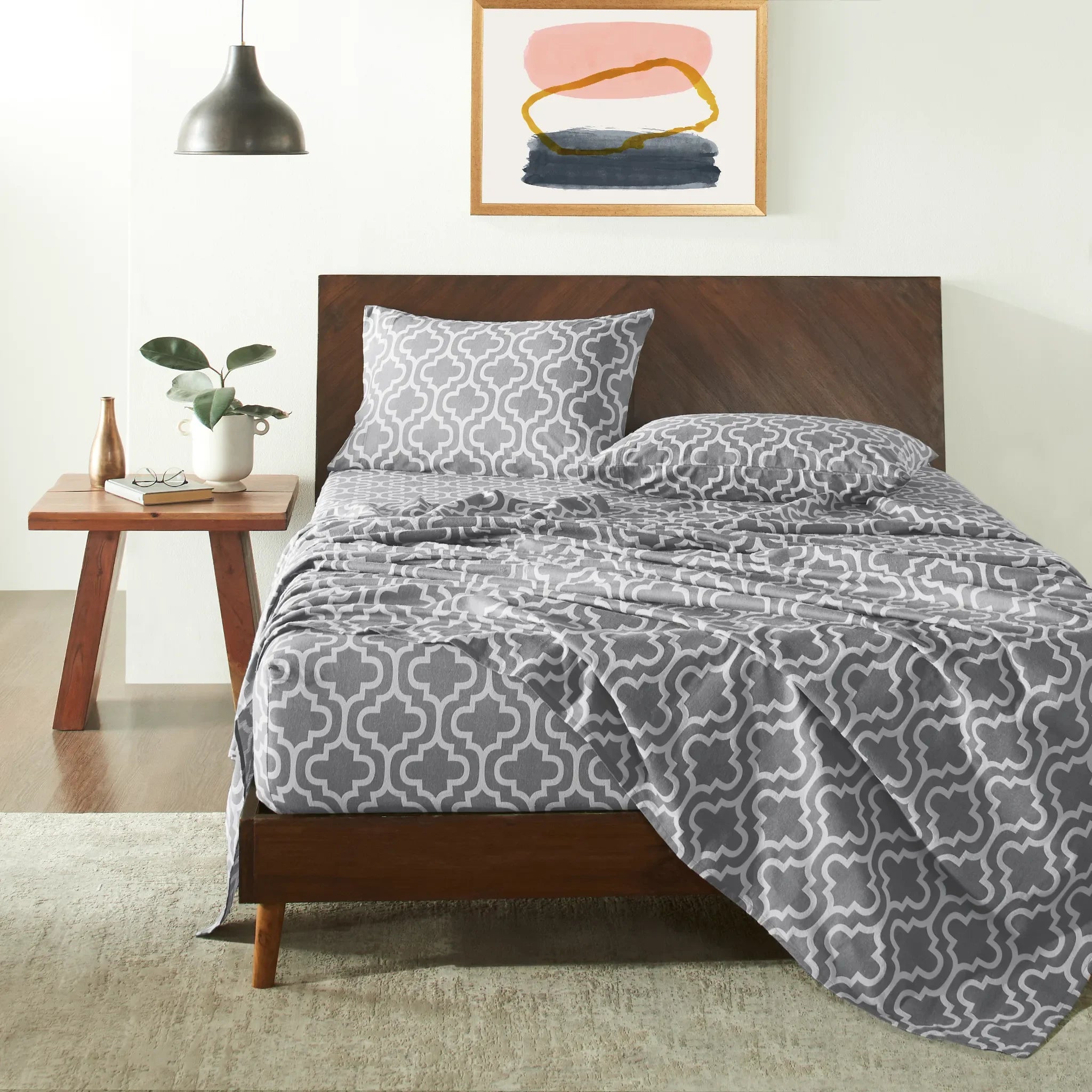 100% Cotton Flannel Bed Sheet Set Trellis Deep Pocket - Sheet Set by Superior Brand