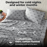 100% Cotton Flannel Bed Sheet Set Trellis Deep Pocket - Sheet Set by Superior Brand