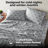 100% Cotton Flannel Bed Sheet Set Trellis Deep Pocket - Sheet Set by Superior Brand