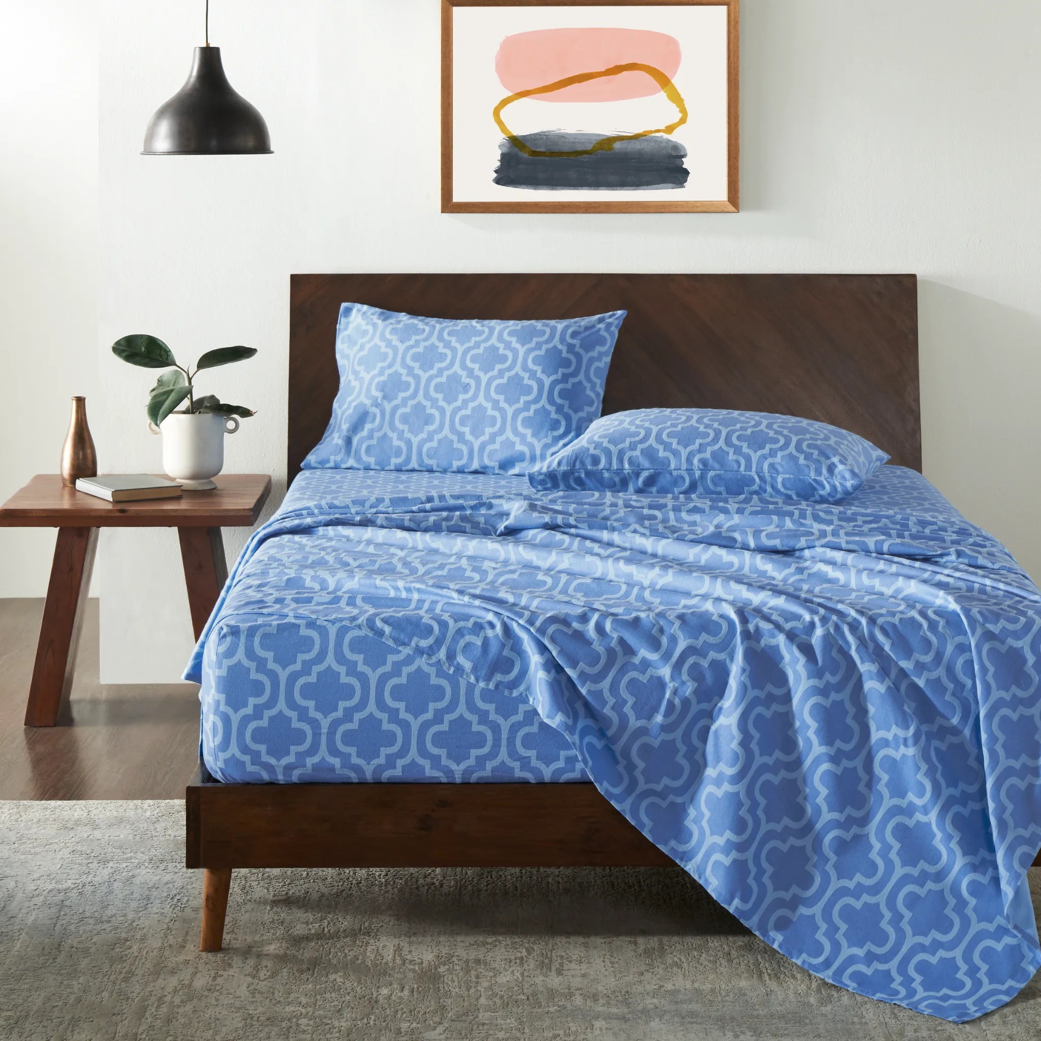 100% Cotton Flannel Bed Sheet Set Trellis Deep Pocket - Sheet Set by Superior Brand
