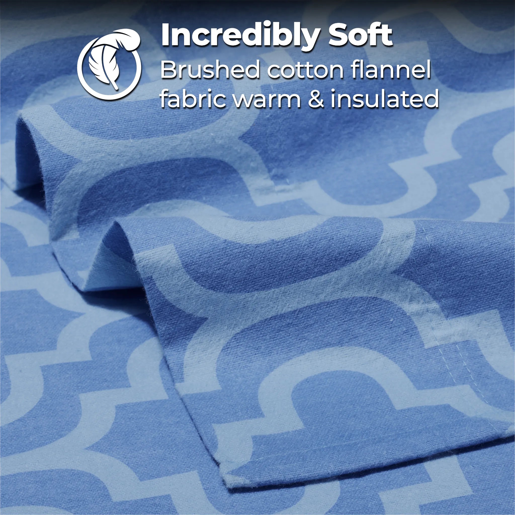 100% Cotton Flannel Bed Sheet Set Trellis Deep Pocket - Sheet Set by Superior Brand