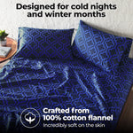 100% Cotton Flannel Bed Sheet Set Trellis Deep Pocket - Sheet Set by Superior Brand