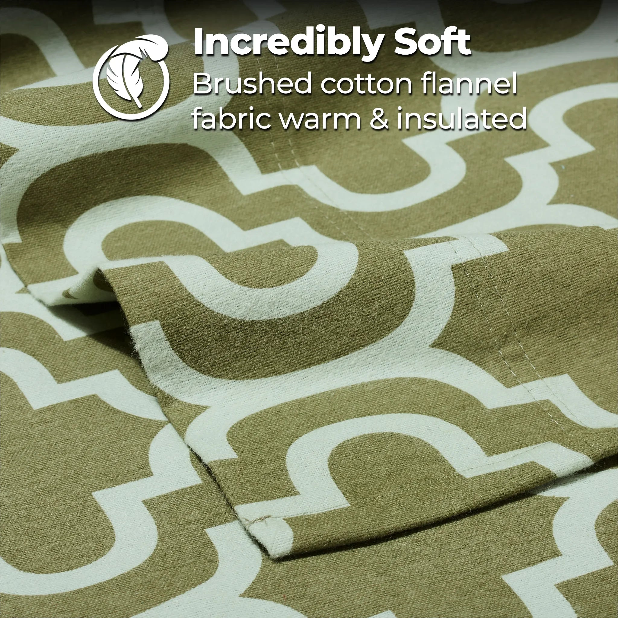 100% Cotton Flannel Bed Sheet Set Trellis Deep Pocket - Sheet Set by Superior Brand