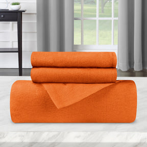 Superior Flannel Cotton Solid Modern Luxury Duvet Cover Set -  Orange