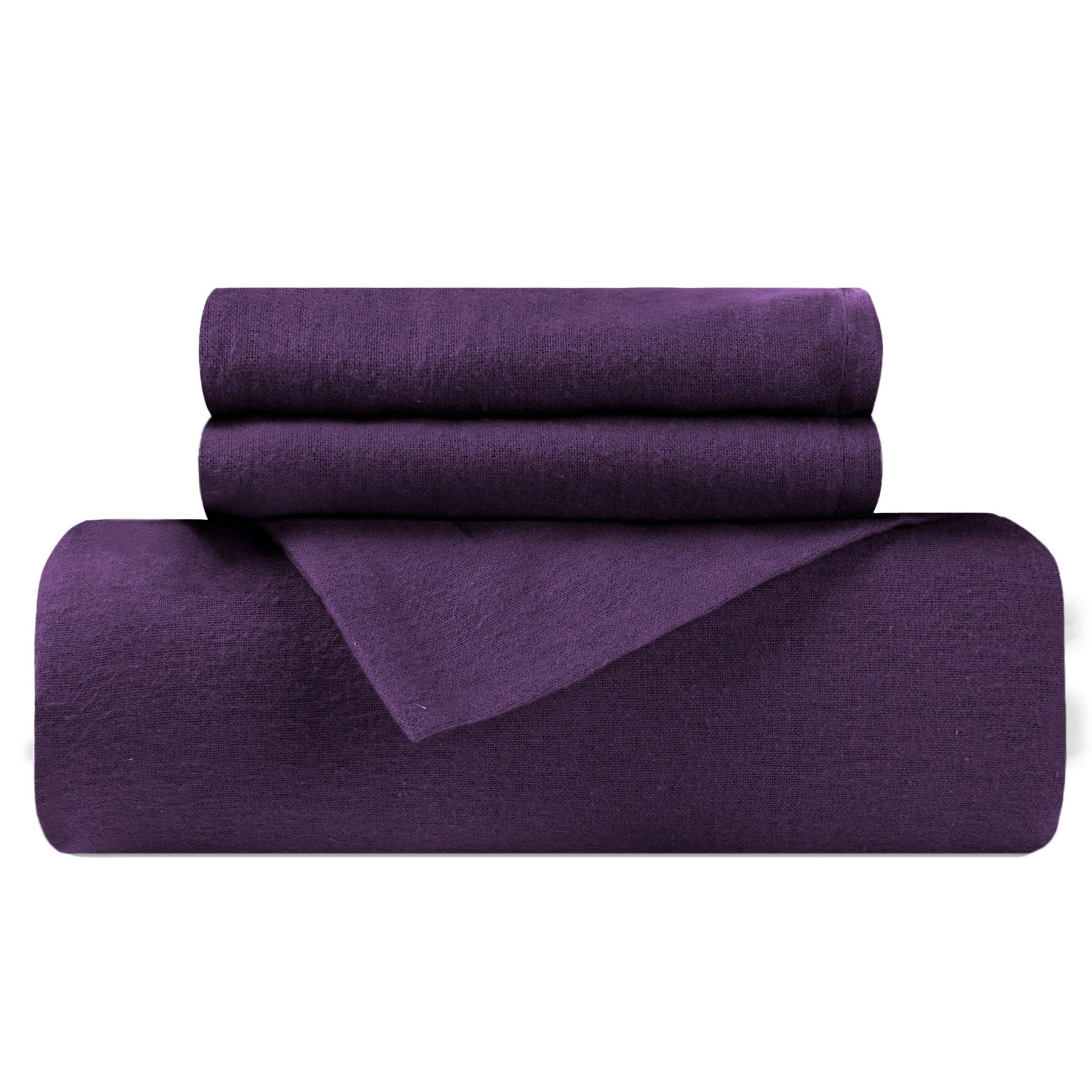 Superior Flannel Cotton Solid Modern Luxury Duvet Cover Set - Purple