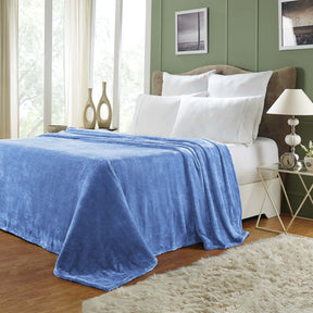 Superior Fleece Plush Medium Weight Fluffy Soft Decorative Solid Blanket - Blue