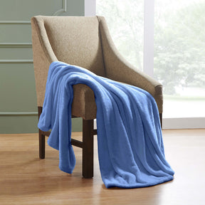 Superior Fleece Plush Medium Weight Fluffy Soft Decorative Solid Blanket - Blue