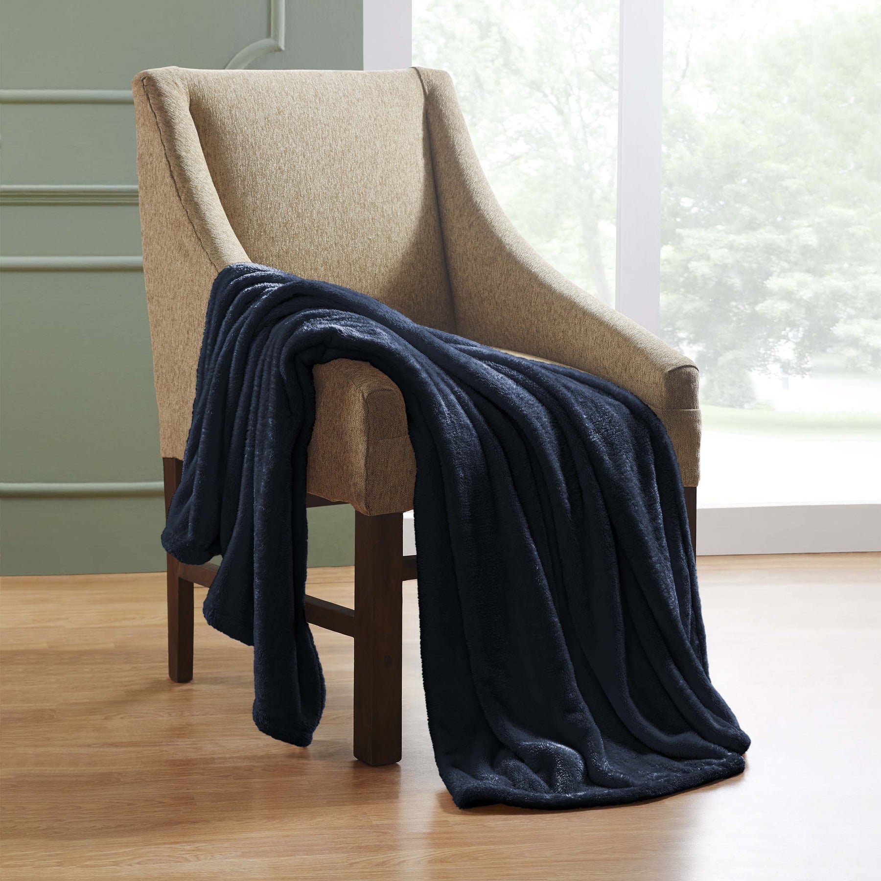 Superior Fleece Plush Medium Weight Fluffy Soft Decorative Solid Blanket - Navy Blue