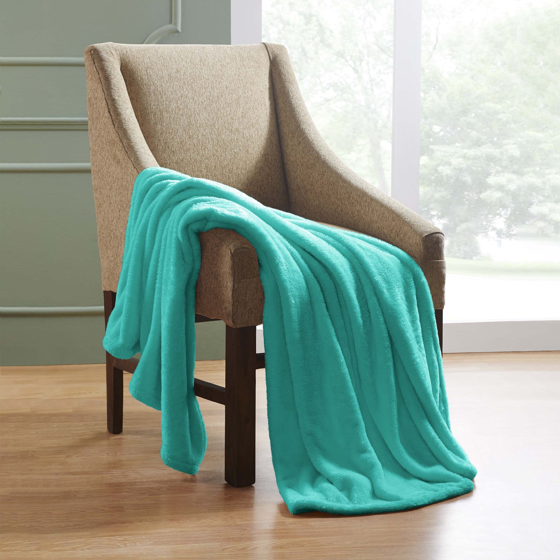 Superior Fleece Plush Medium Weight Fluffy Soft Decorative Solid Blanket - Turquoise