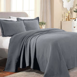Lightweight Cotton Bedspread Sets 3-Piece Fleur De Lis Jacquard Matelassé - Bedspread by Superior Brand