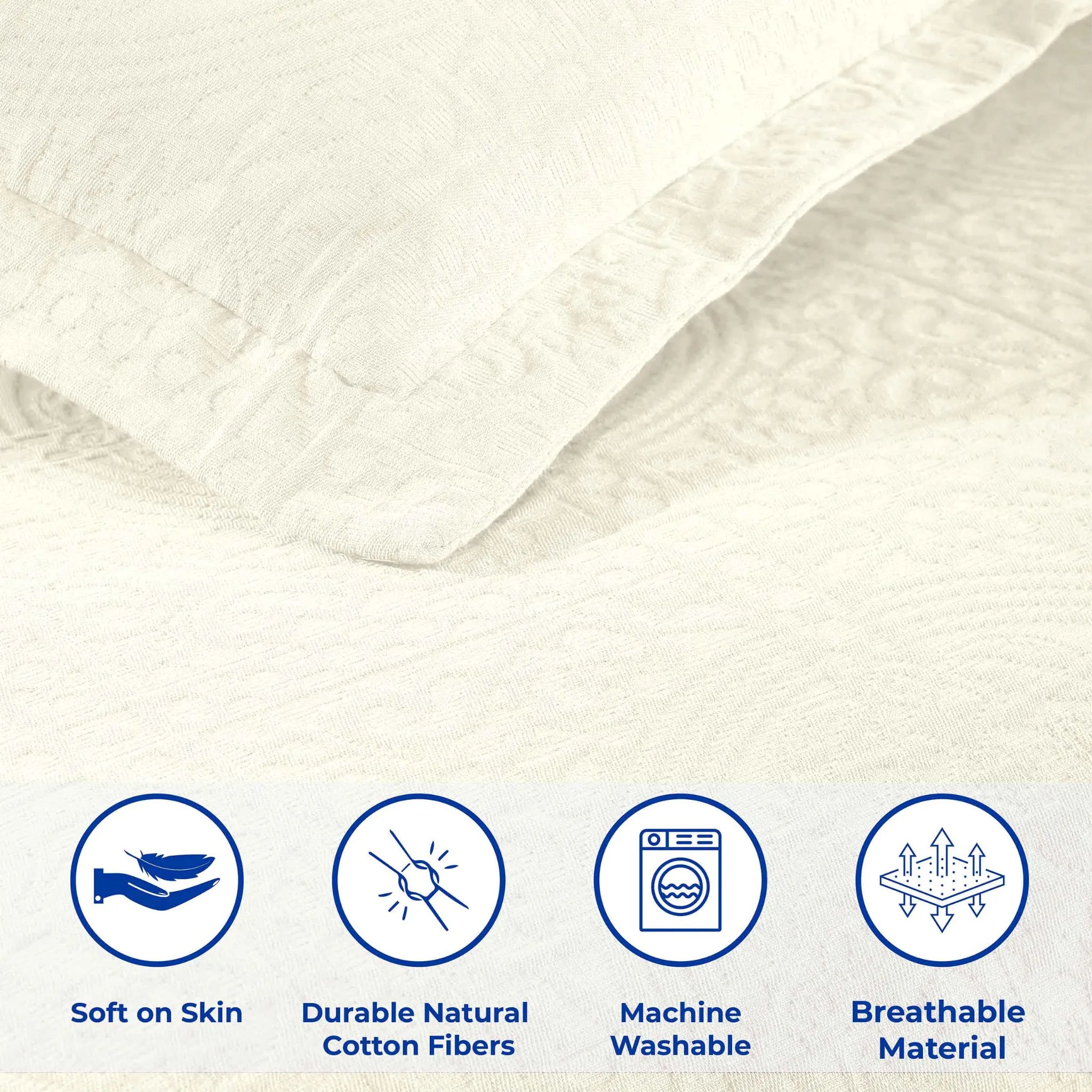 Fleur De Lis Jacquard Matelassé Cotton Medallion Bedspread Set - Bedspread by Superior Brand