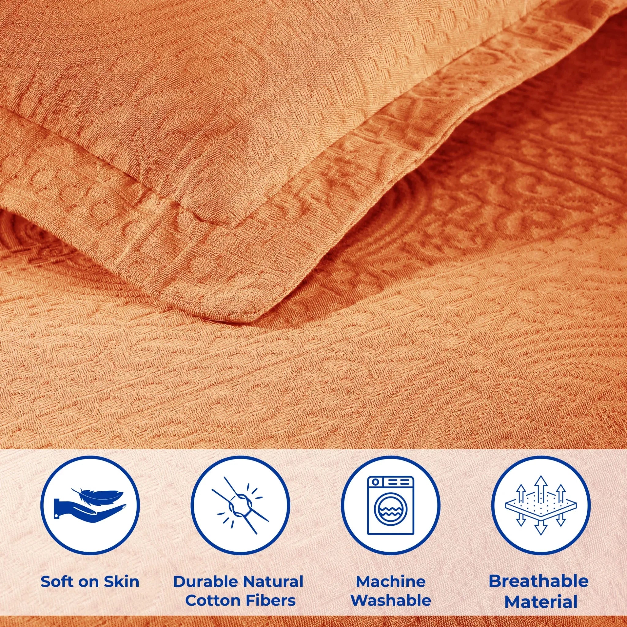 Lightweight Cotton Bedspread Sets 3-Piece Fleur De Lis Jacquard Matelassé - Bedspread by Superior Brand