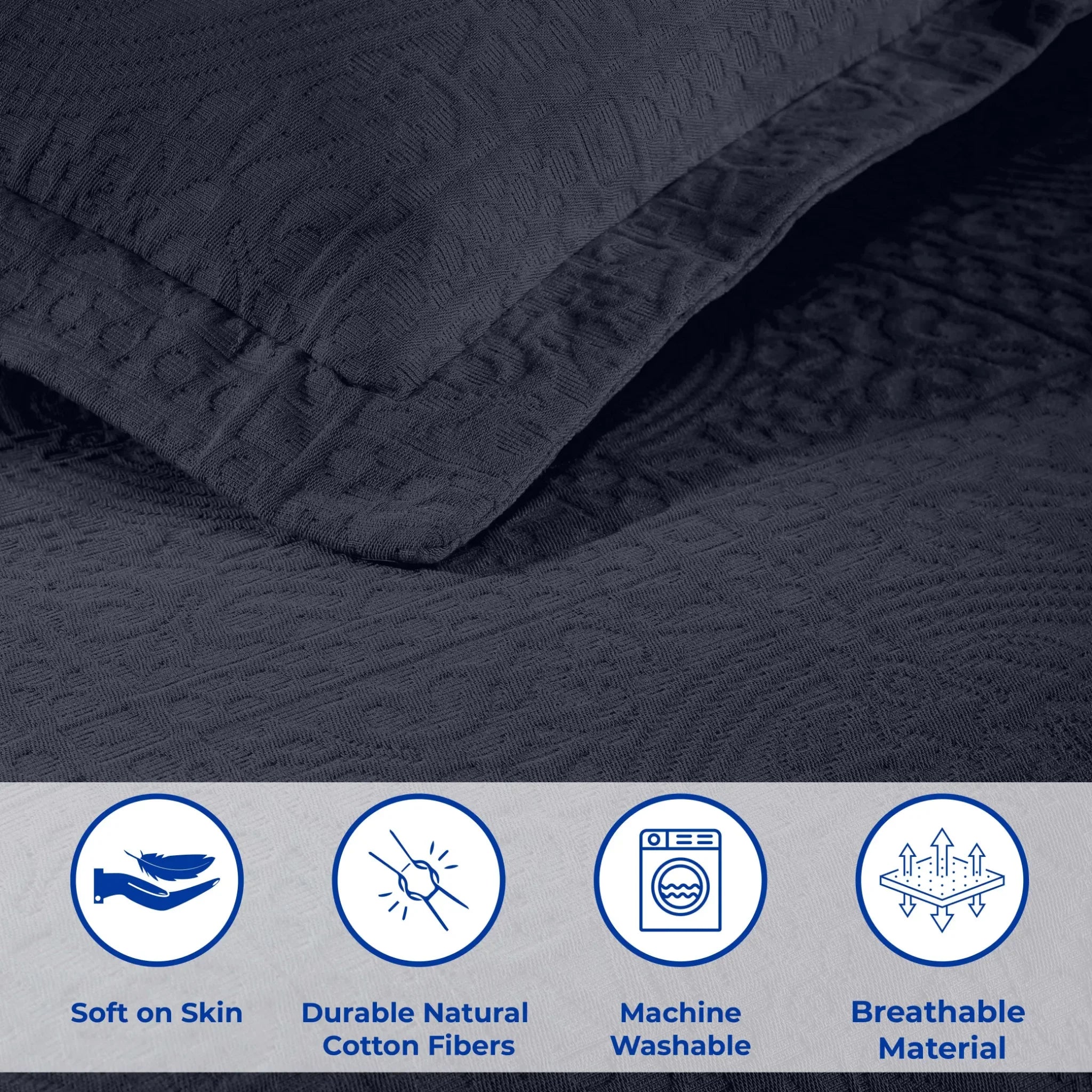 Lightweight Cotton Bedspread Sets 3-Piece Fleur De Lis Jacquard Matelassé - Bedspread by Superior Brand