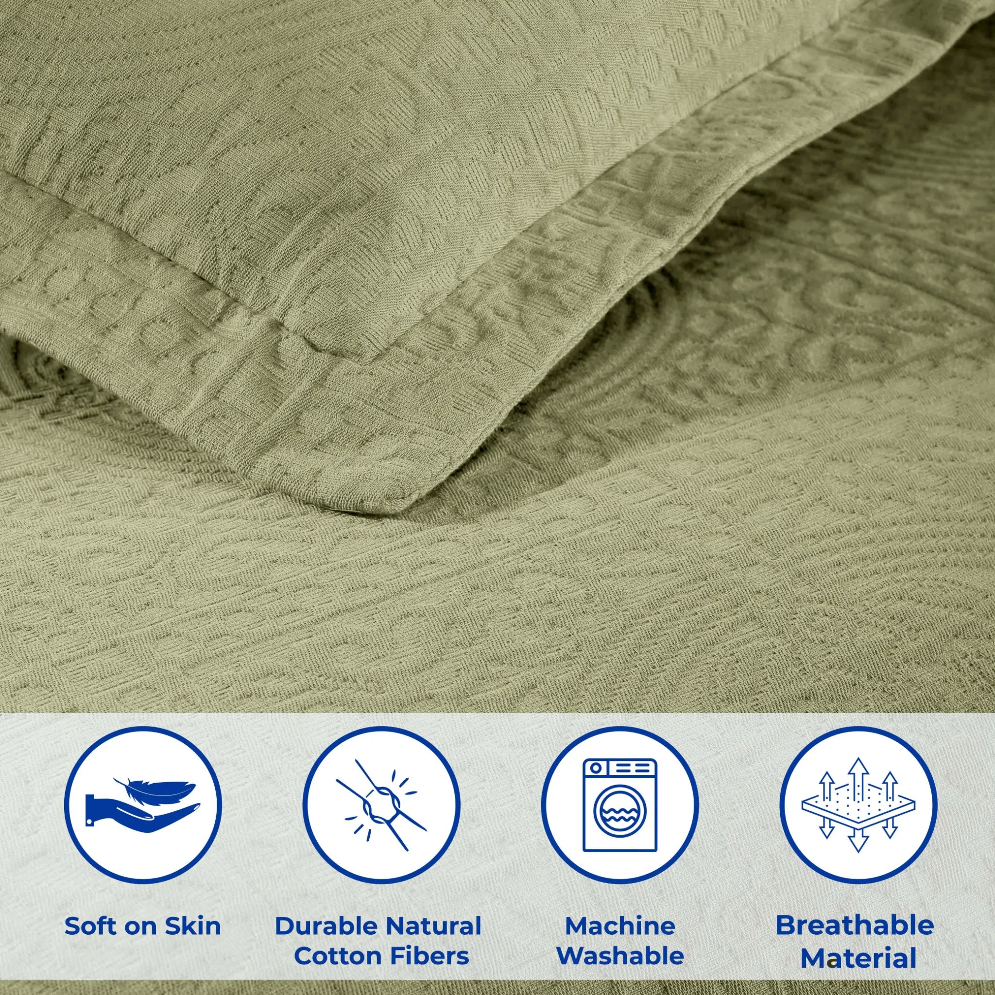Fleur De Lis Jacquard Matelassé Cotton Medallion Bedspread Set - Bedspread by Superior Brand