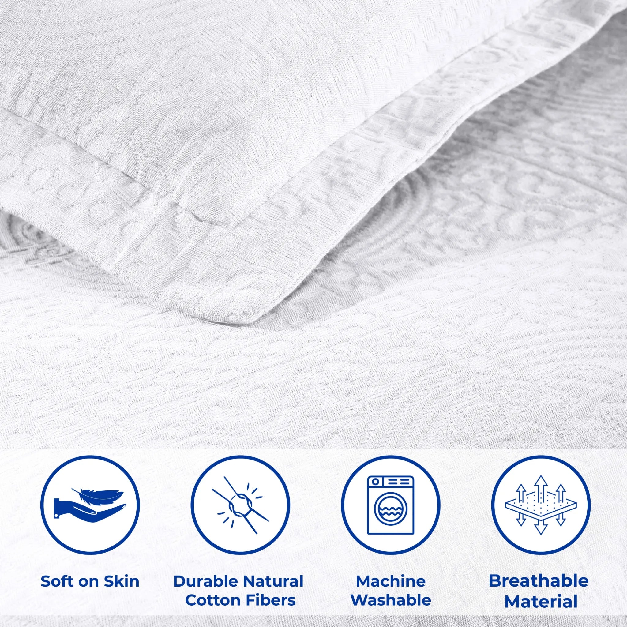 Fleur De Lis Jacquard Matelassé Cotton Medallion Bedspread Set - Bedspread by Superior Brand