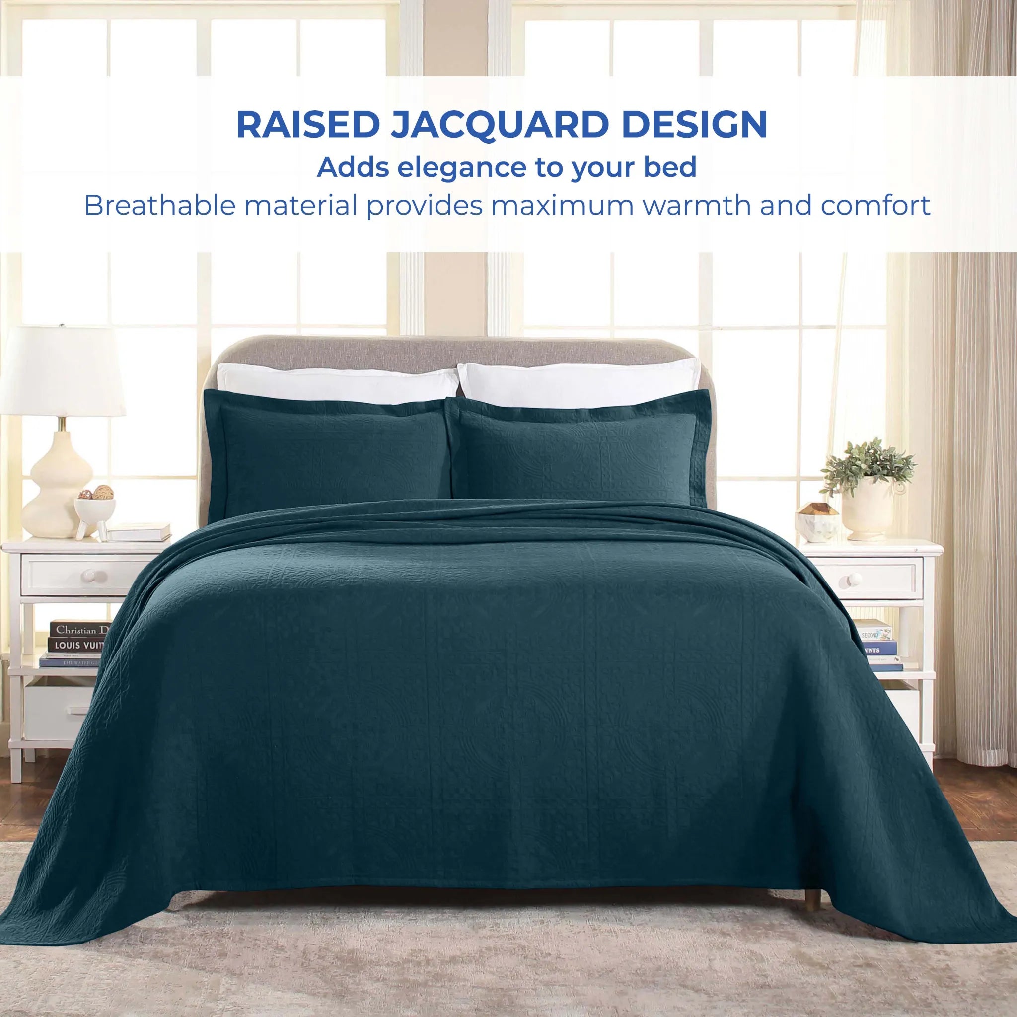 Fleur De Lis Jacquard Matelassé Cotton Medallion Bedspread Set - Bedspread by Superior Brand