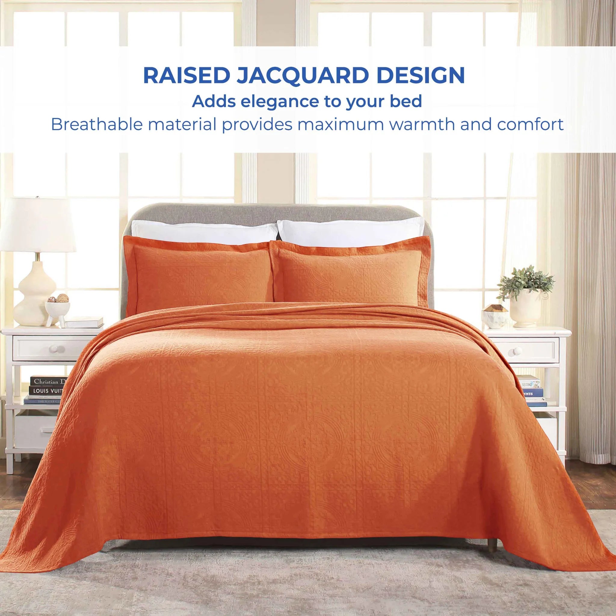Fleur De Lis Jacquard Matelassé Cotton Medallion Bedspread Set - Bedspread by Superior Brand