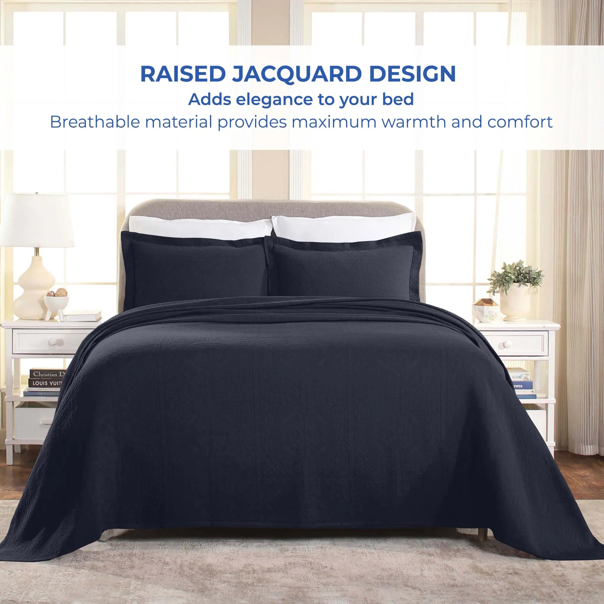 Fleur De Lis Jacquard Matelassé Cotton Medallion Bedspread Set - Bedspread by Superior Brand