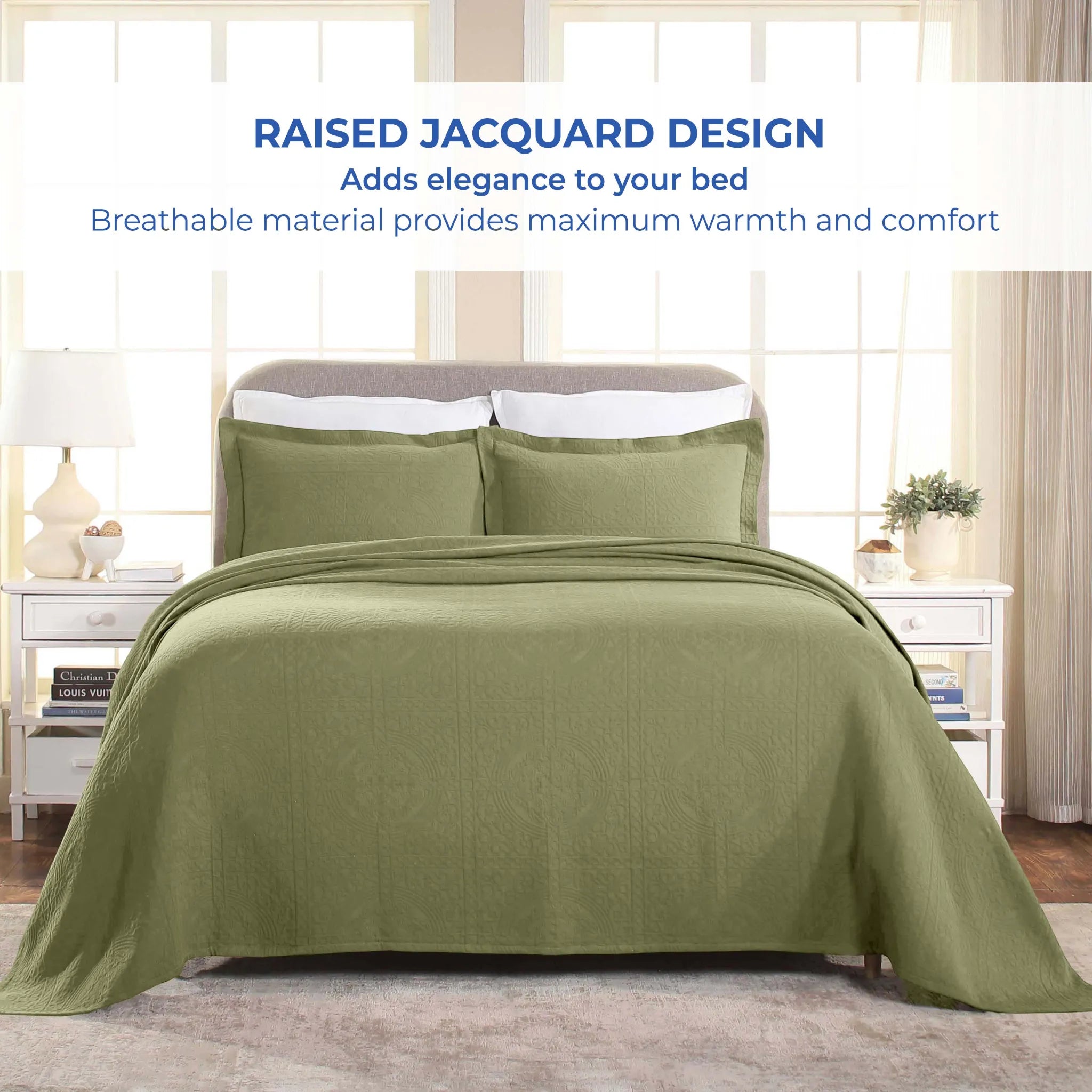 Fleur De Lis Jacquard Matelassé Cotton Medallion Bedspread Set - Bedspread by Superior Brand