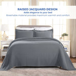 Lightweight Cotton Bedspread Sets 3-Piece Fleur De Lis Jacquard Matelassé - Bedspread by Superior Brand