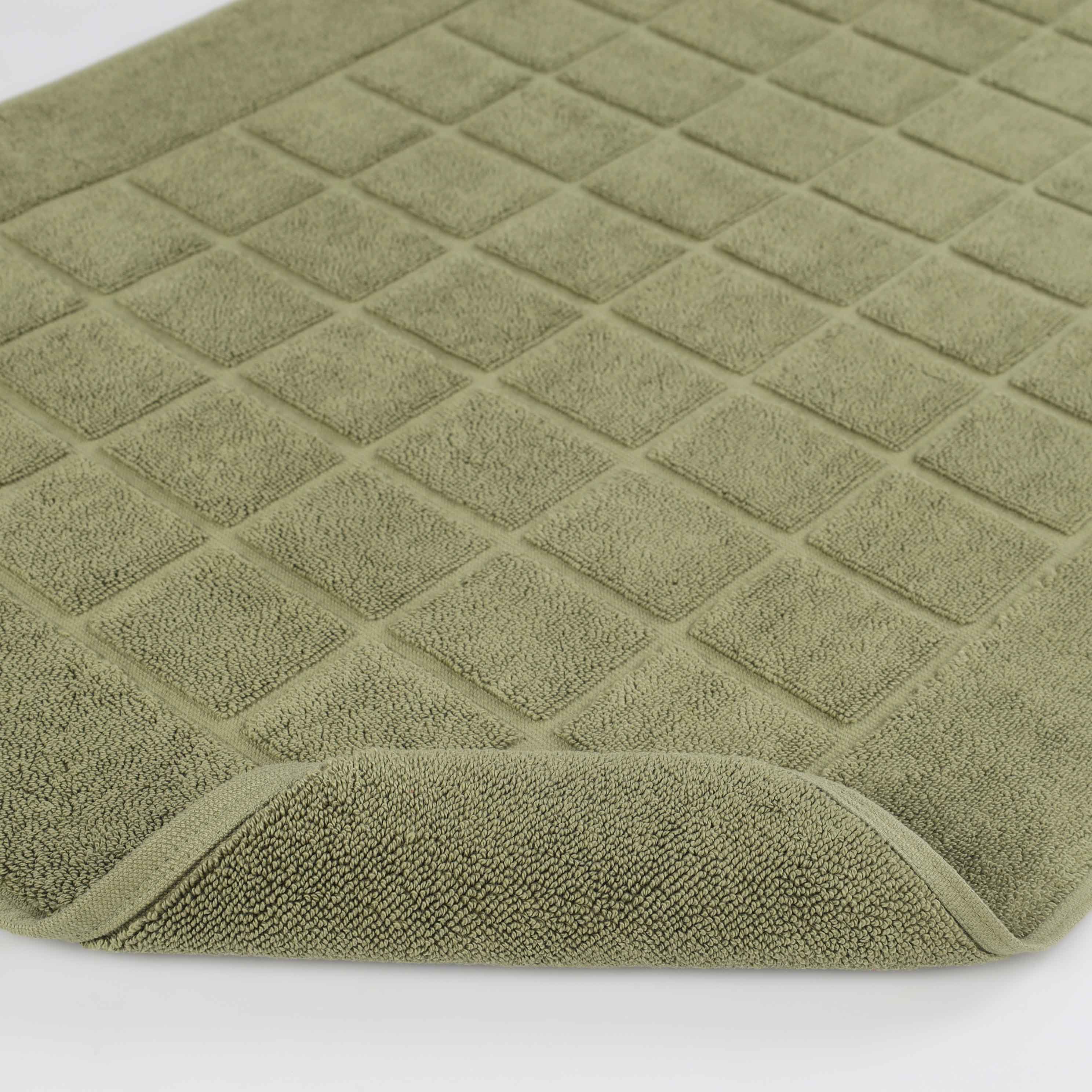 Nora Cotton Solid Absorbent Thick Checkered Washable Bath Mat Set of 2 - Bath Mats by Superior Brand