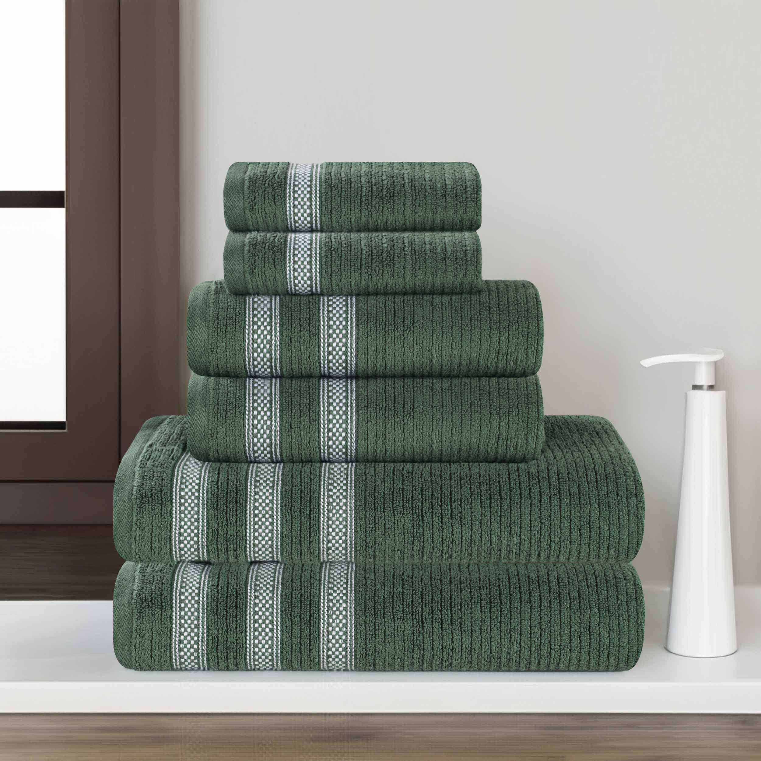 Zero Twist Cotton Ribbed Towel Set 6-Piece - Brea - Towel Set by Superior Brand