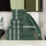 Brea Zero Twist Cotton Ribbed Geometric Border 8 Piece Towel Set - Towel Set by Superior Brand