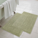 Nora Cotton Solid Absorbent Thick Checkered Washable Bath Mat Set of 2 - Bath Mats by Superior Brand
