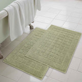 Nora Cotton Solid Absorbent Thick Checkered Washable Bath Mat Set of 2 - Bath Mats by Superior Brand