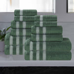 Brea Zero Twist Cotton Ribbed Geometric Border 12 Piece Towel Set - Towel Set by Superior Brand