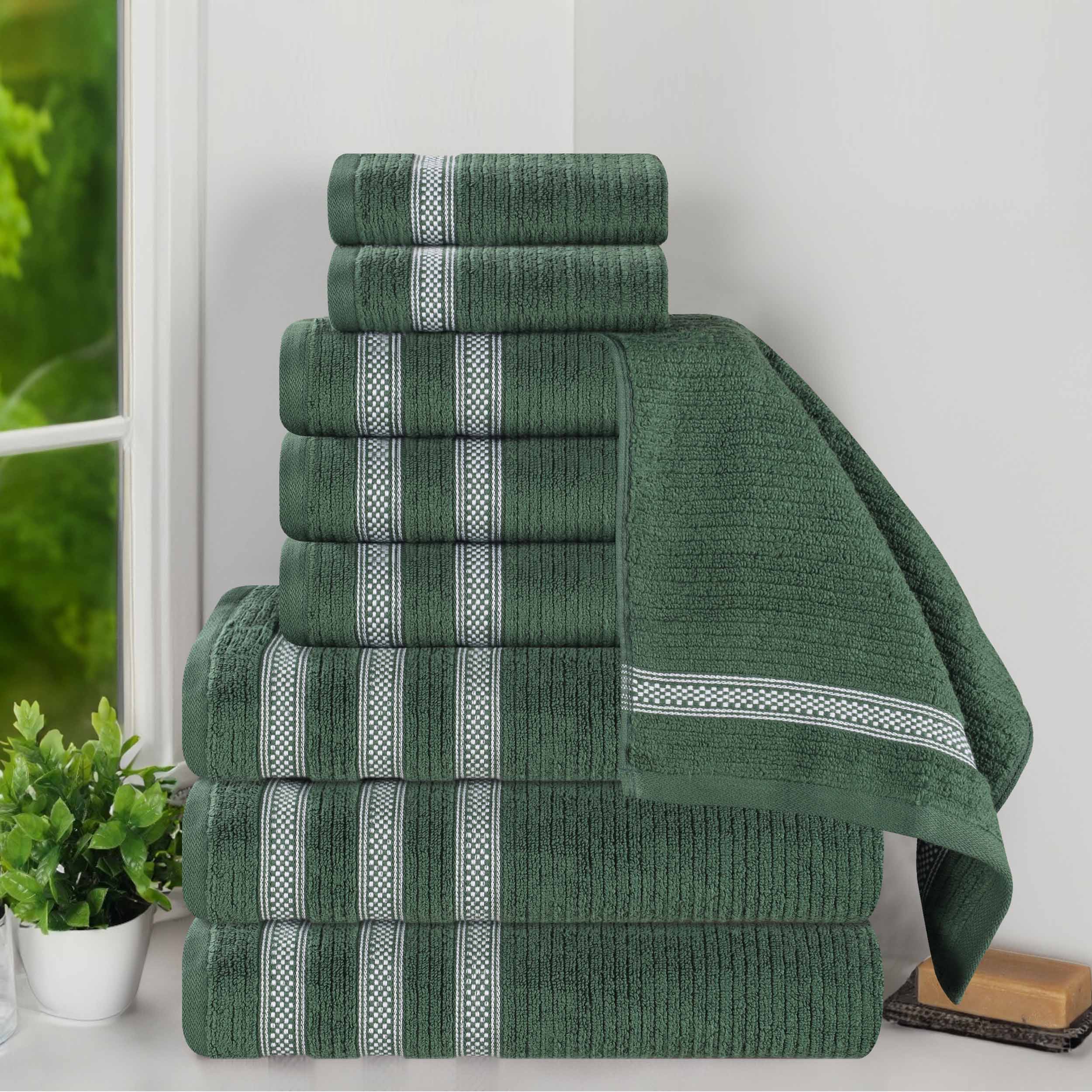 Brea Zero Twist Cotton Ribbed Geometric Border 9 Piece Towel Set - Towel Set by Superior Brand