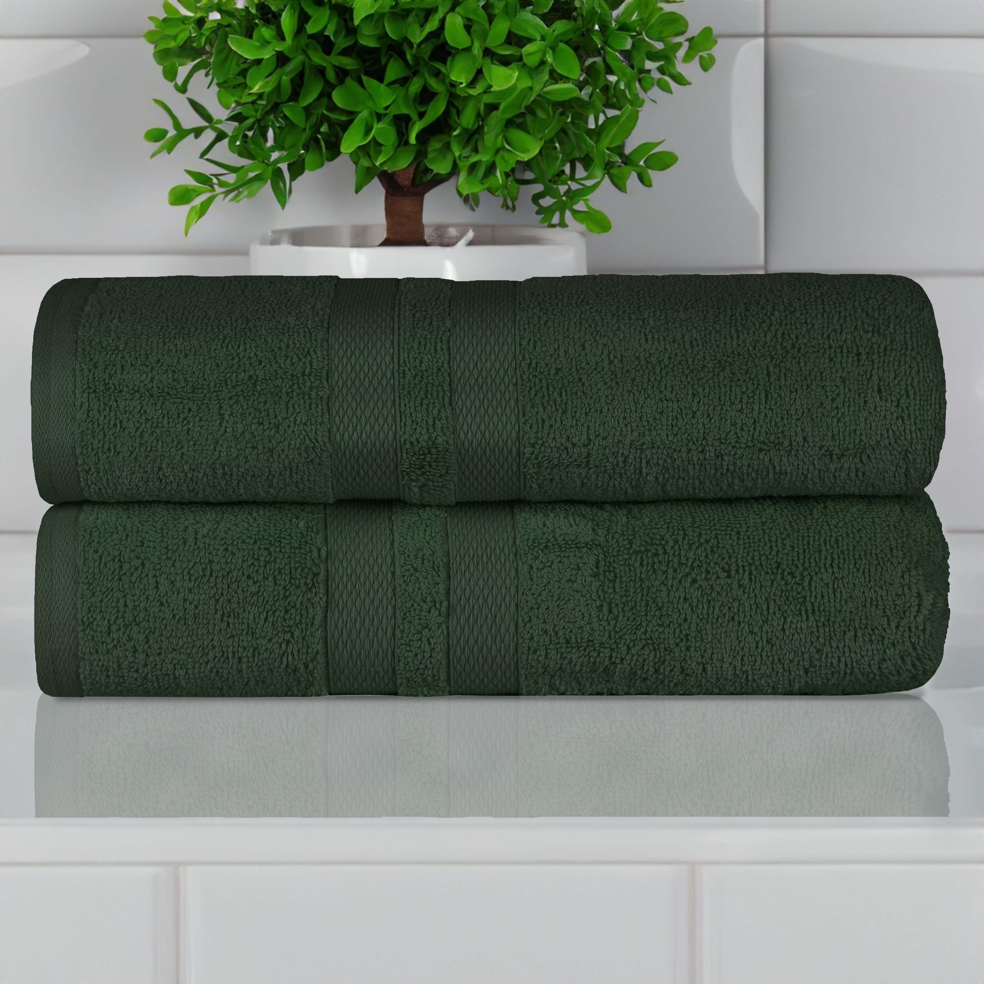 Ultra-Soft Cotton Solid Medium Weight Absorbent Bath Towel Set of 2 - Towel Set by Superior Brand