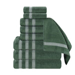 Brea Zero Twist Cotton Ribbed Geometric Border 9 Piece Towel Set - Towel Set by Superior Brand
